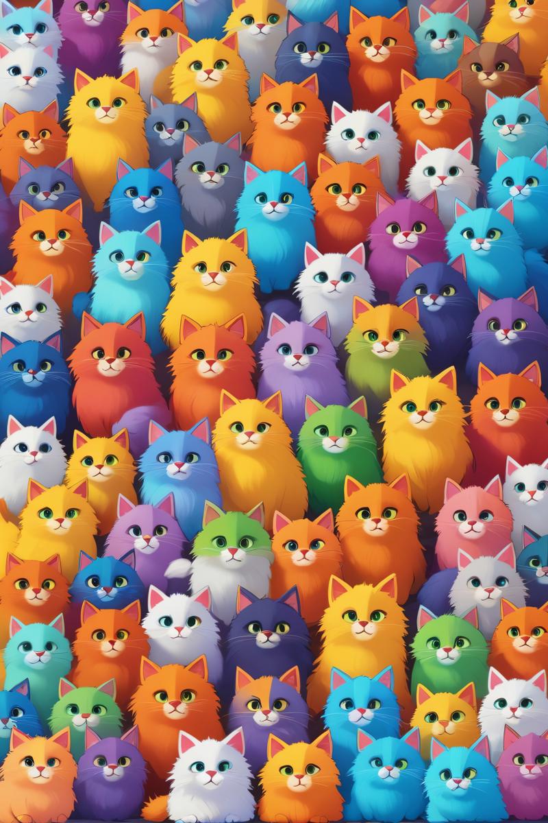 32633-phoenix by Arteiaman_SDXL_turbo-lots of fluffy cute cats in rainbow colors.jpg